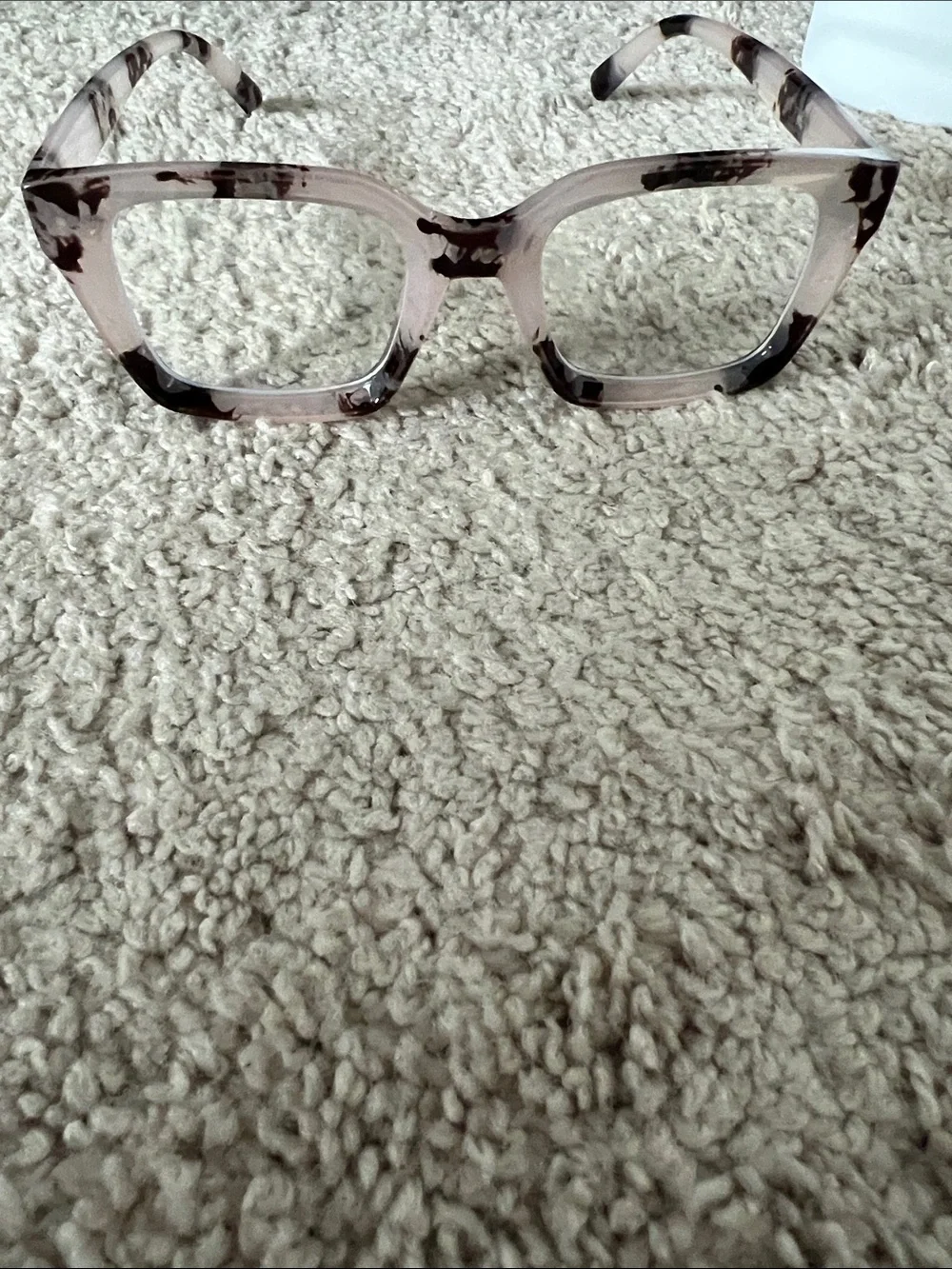 Square-Frame Women's Glasses in Light Pink Tortoise